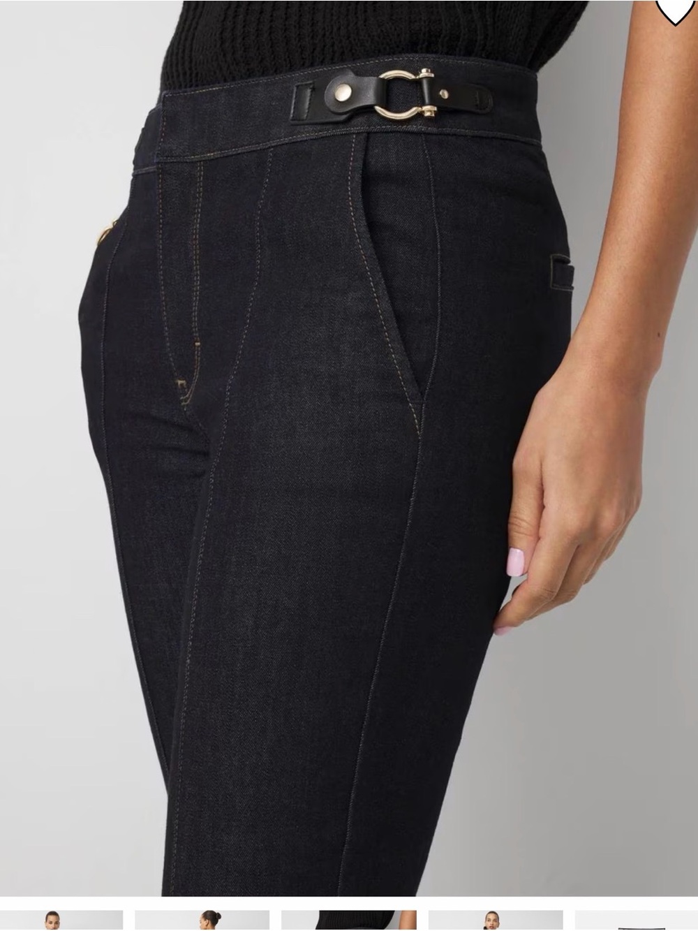 WHBM High Rise Faux Leather Detail Bootcut Jean